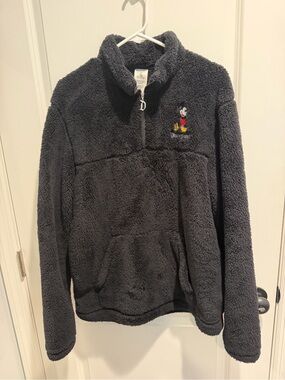 Disney Disneyland Black Sherpa Pullover with Mickey Embroidery